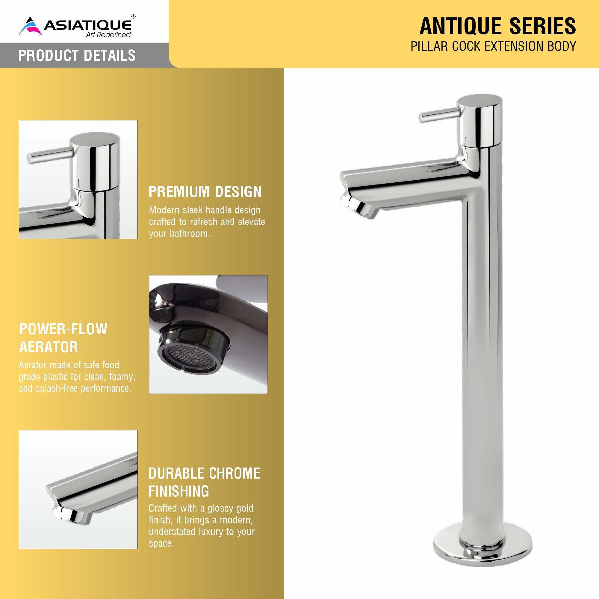 Asiatique Pillar Cock Extension Body   (A-023), Antique Series Premium Faucets & Sink Mixers
