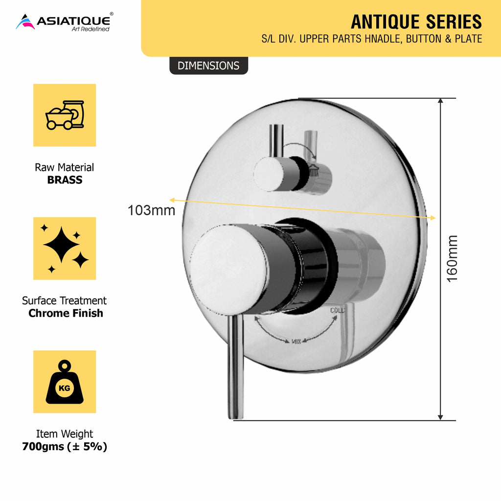 Asiatique S/L Div. Upper Parts Handle Button & Plate  (A-024), Antique Series Premium Faucets & Sink Mixers