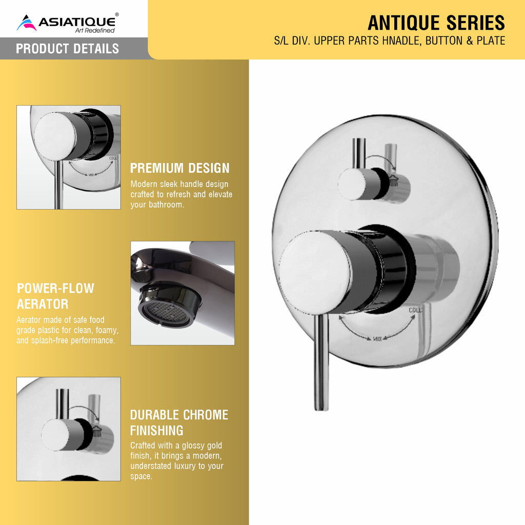 Asiatique S/L Div. Upper Parts Handle Button & Plate  (A-024), Antique Series Premium Faucets & Sink Mixers