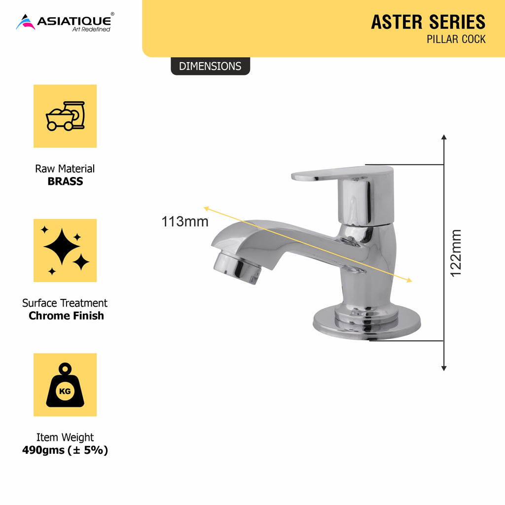 Asiatique Pillar Cock (AS-000), Aster Series Bathroom & Kitchen Faucets | Premium Modern Tap Collection