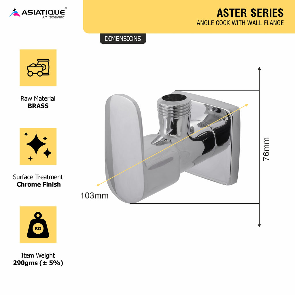 Asiatique Angle Cock With Flange (AS-005), Aster Series Bathroom & Kitchen Faucets | Premium Modern Tap Collection