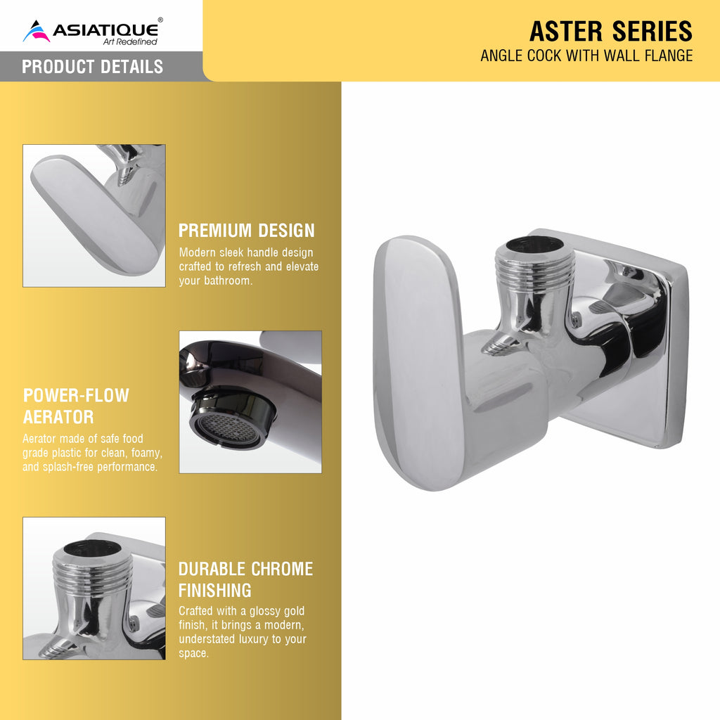 Asiatique Angle Cock With Flange (AS-005), Aster Series Bathroom & Kitchen Faucets | Premium Modern Tap Collection