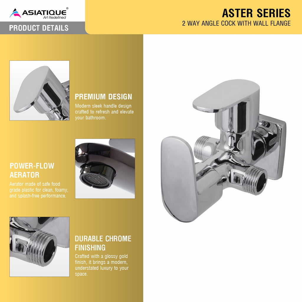 Asiatique 2 Way Angle Cock With Flange (AS-005TW), Aster Series Bathroom & Kitchen Faucets | Premium Modern Tap Collection