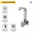 Asiatique Sink Cock With Casted Spout Wall Mounted With Flange (AS-008), Aster Series Bathroom & Kitchen Faucets | Premium Modern Tap Collection