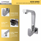 Asiatique Sink Cock With Casted Spout Wall Mounted With Flange (AS-008), Aster Series Bathroom & Kitchen Faucets | Premium Modern Tap Collection