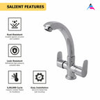 Asiatique C/H Basin Mixer With Casted Spout (AS-011), Aster Series Bathroom & Kitchen Faucets | Premium Modern Tap Collection
