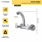 Asiatique Sink Mixer With Casted Spout Wall Mounted (AS-013), Aster Series Bathroom & Kitchen Faucets | Premium Modern Tap Collection