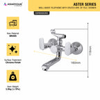 Asiatique Wall Mixer Tele. With Crutch ARR. of Tele. Shower (AS-016), Aster Series Bathroom & Kitchen Faucets | Premium Modern Tap Collection