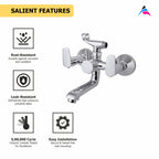 Asiatique Wall Mixer Tele. With Crutch ARR. of Tele. Shower (AS-016), Aster Series Bathroom & Kitchen Faucets | Premium Modern Tap Collection