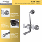 Asiatique Wall Mixer Tele. With 'L' Bend for ARR. of O/H Shower (AS-017), Aster Series Bathroom & Kitchen Faucets | Premium Modern Tap Collection