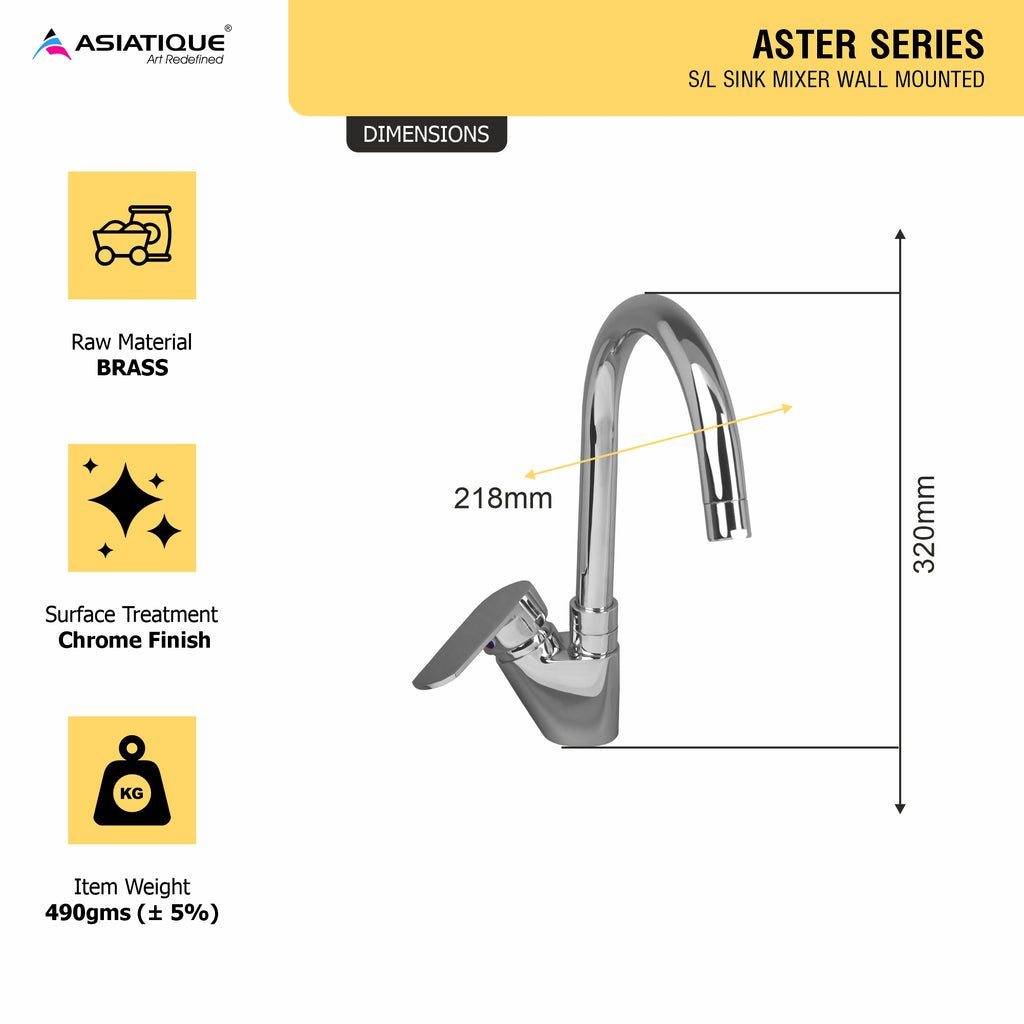 Asiatique S/L Basin Mixer Table Mounted (AS-032), Aster Series Bathroom & Kitchen Faucets | Premium Modern Tap Collection