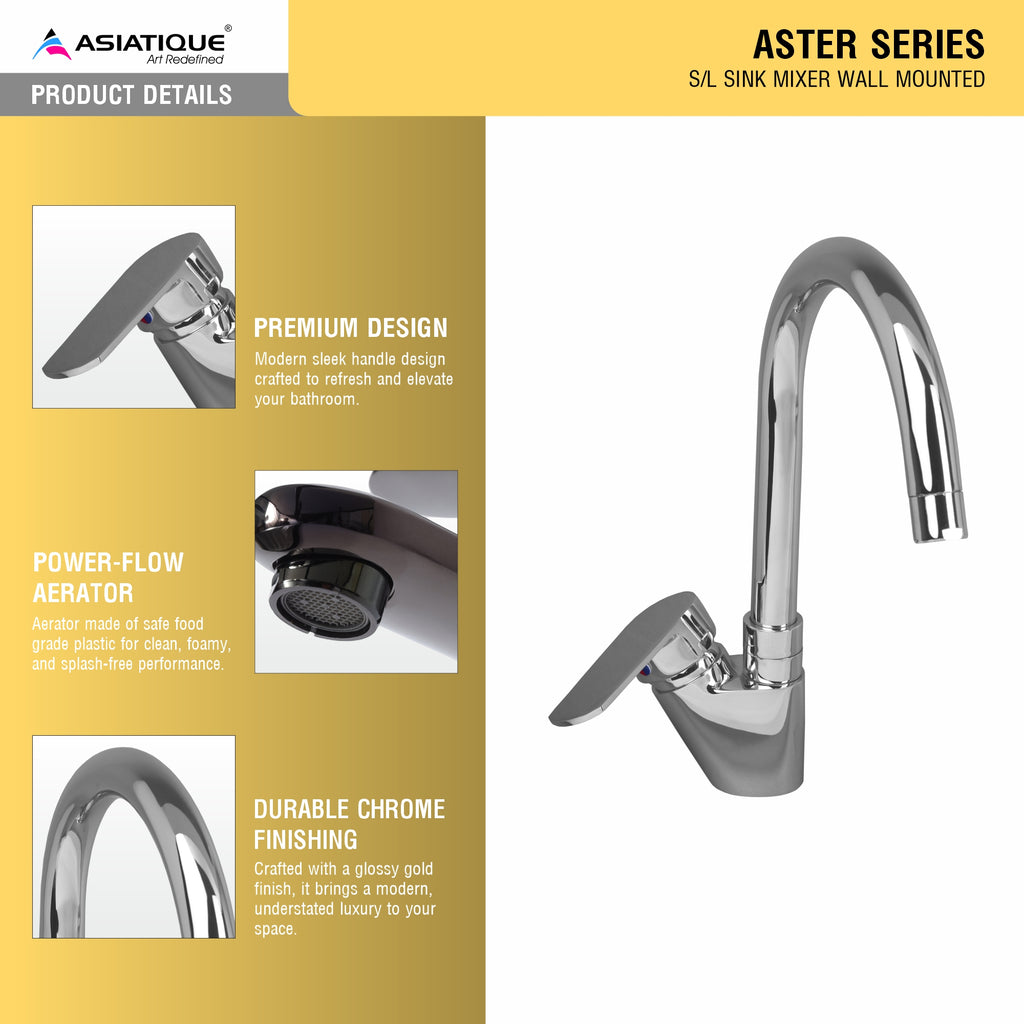 Asiatique S/L Basin Mixer Table Mounted (AS-032), Aster Series Bathroom & Kitchen Faucets | Premium Modern Tap Collection