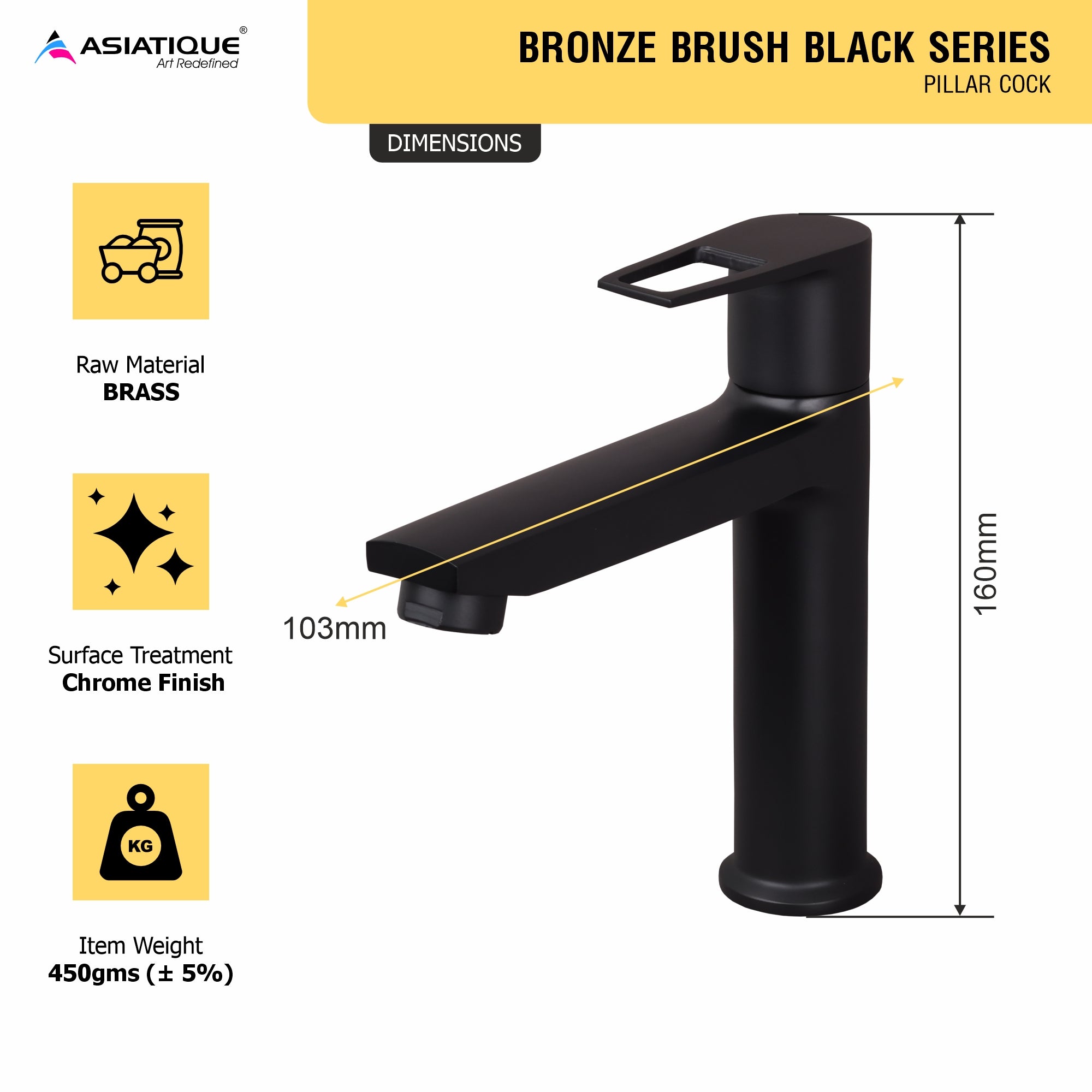 Asiatique Pillar Cock (BB-000 M), Bronze Brush Black Series Bathroom & Kitchen Faucets