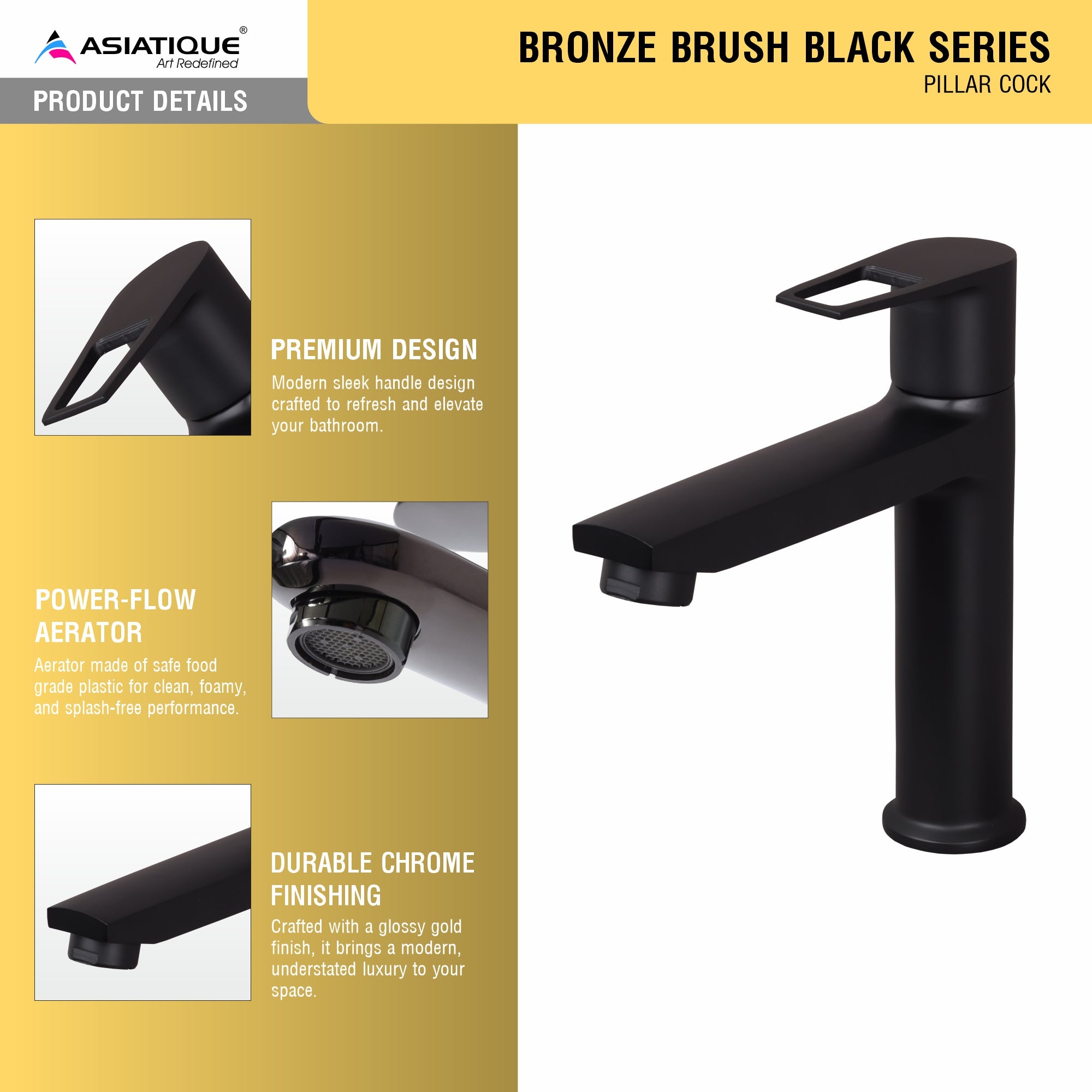 Asiatique Pillar Cock (BB-000 M), Bronze Brush Black Series Bathroom & Kitchen Faucets