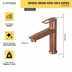 Asiatique Pillar Cock (BRG-000 M), Button & Plate, Bronze Brush Rose Gold Series Bathroom & Kitchen Faucets