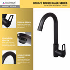 Asiatique Pillar Cock With Swivel ‘J’ Spout (BB-002 M), Bronze Brush Black Series Bathroom & Kitchen Faucets