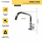 Asiatique Pillar Cock With Extended Swivel Spout (B-002EX), Bronze Series Premium Brass Faucet Collection, Chrome Basin Mixers, Pillar Cocks, Sink Mixers & Bathroom Taps