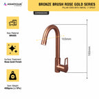 Asiatique Pillar Cock With Swivel ‘J’ Spout (BRG-002 M), Button & Plate, Bronze Brush Rose Gold Series Bathroom & Kitchen Faucets