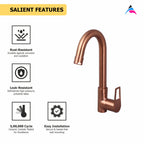 Asiatique Pillar Cock With Swivel ‘J’ Spout (BRG-002 M), Button & Plate, Bronze Brush Rose Gold Series Bathroom & Kitchen Faucets