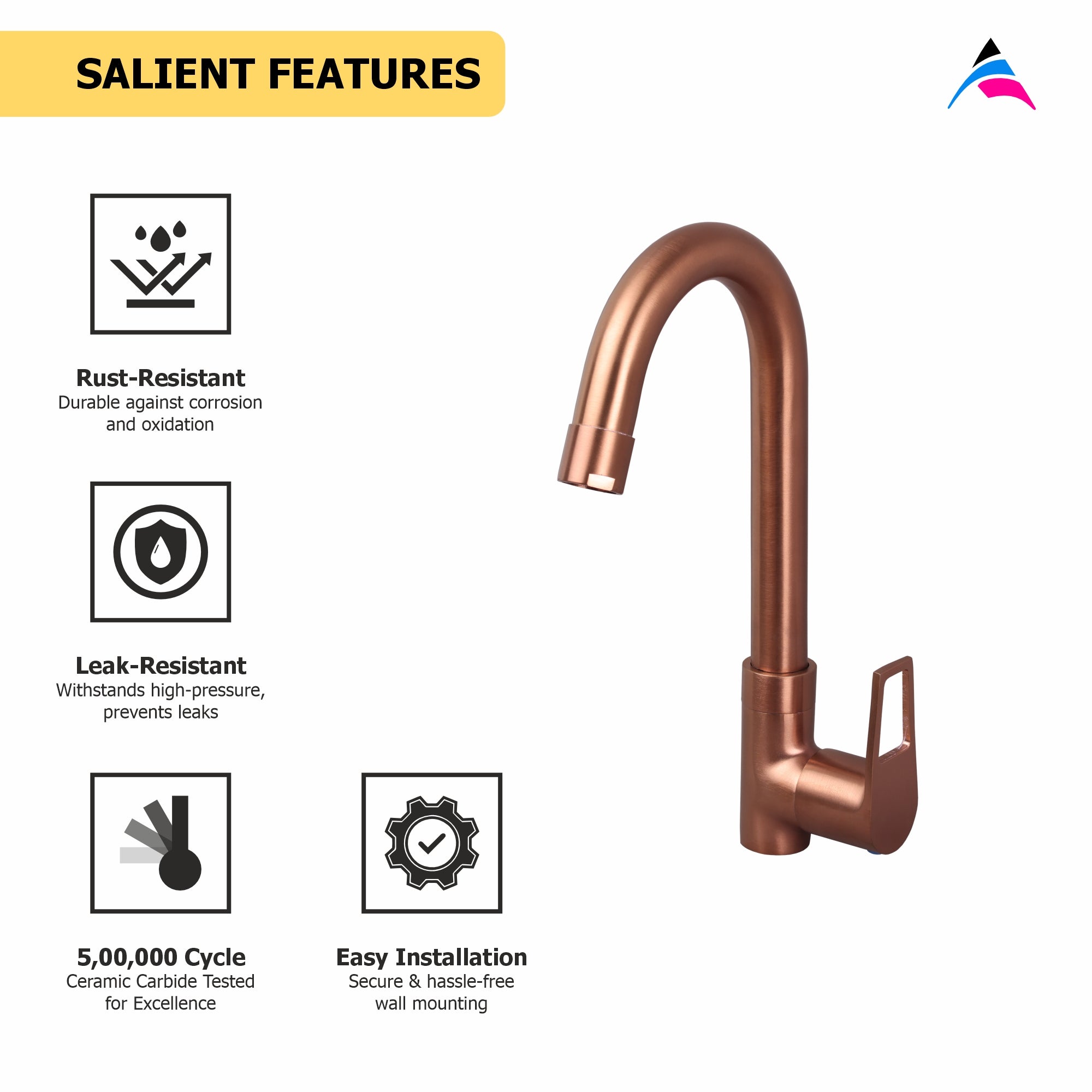 Asiatique Pillar Cock With Swivel ‘J’ Spout (BRG-002 M), Button & Plate, Bronze Brush Rose Gold Series Bathroom & Kitchen Faucets