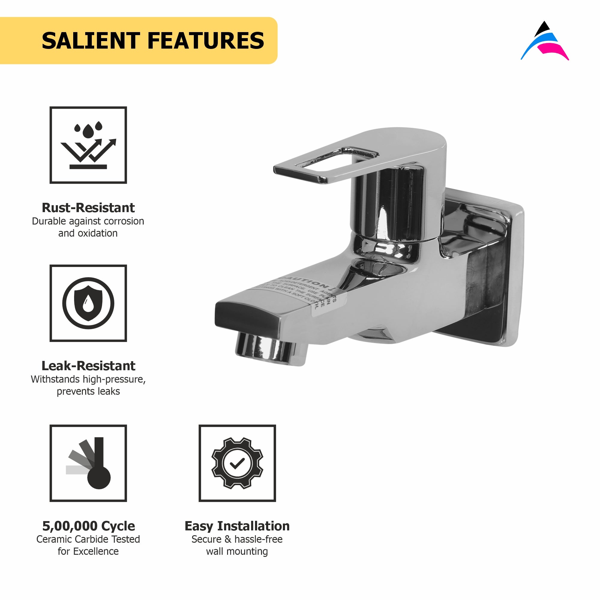 Asiatique Bib Cock With Wall Flange (B-003), Bronze Series Premium Brass Faucet Collection, Chrome Basin Mixers, Pillar Cocks, Sink Mixers & Bathroom Tap