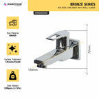 Asiatique Bib Cock Long Body With Wall Flange (B-004), Bronze Series Premium Brass Faucet Collection, Chrome Basin Mixers, Pillar Cocks, Sink Mixers & Bathroom Tap