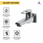 Asiatique Bib Cock Long Body With Wall Flange (B-004), Bronze Series Premium Brass Faucet Collection, Chrome Basin Mixers, Pillar Cocks, Sink Mixers & Bathroom Tap