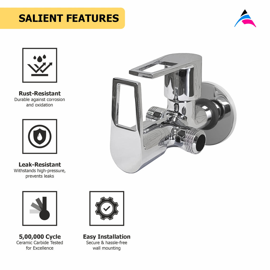 Asiatique 2 Way Angle Cock With Wall Flange (B-005TW), Bronze Series Premium Brass Faucet Collection, Chrome Basin Mixers, Pillar Cocks, Sink Mixers & Bathroom Taps