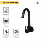 Asiatique Sink Cock With Swivel ‘J’ Spout Wall Mounted With Flange (BB-008 M), Bronze Brush Black Series Bathroom & Kitchen Faucets