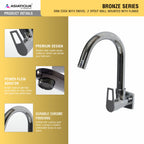 Asiatique Sink Cock With Swivel ‘J’ Spout Wall Mounted With Flange (B-008), Bronze Series Premium Brass Faucet Collection, Chrome Basin Mixers, Pillar Cocks, Sink Mixers & Bathroom Taps