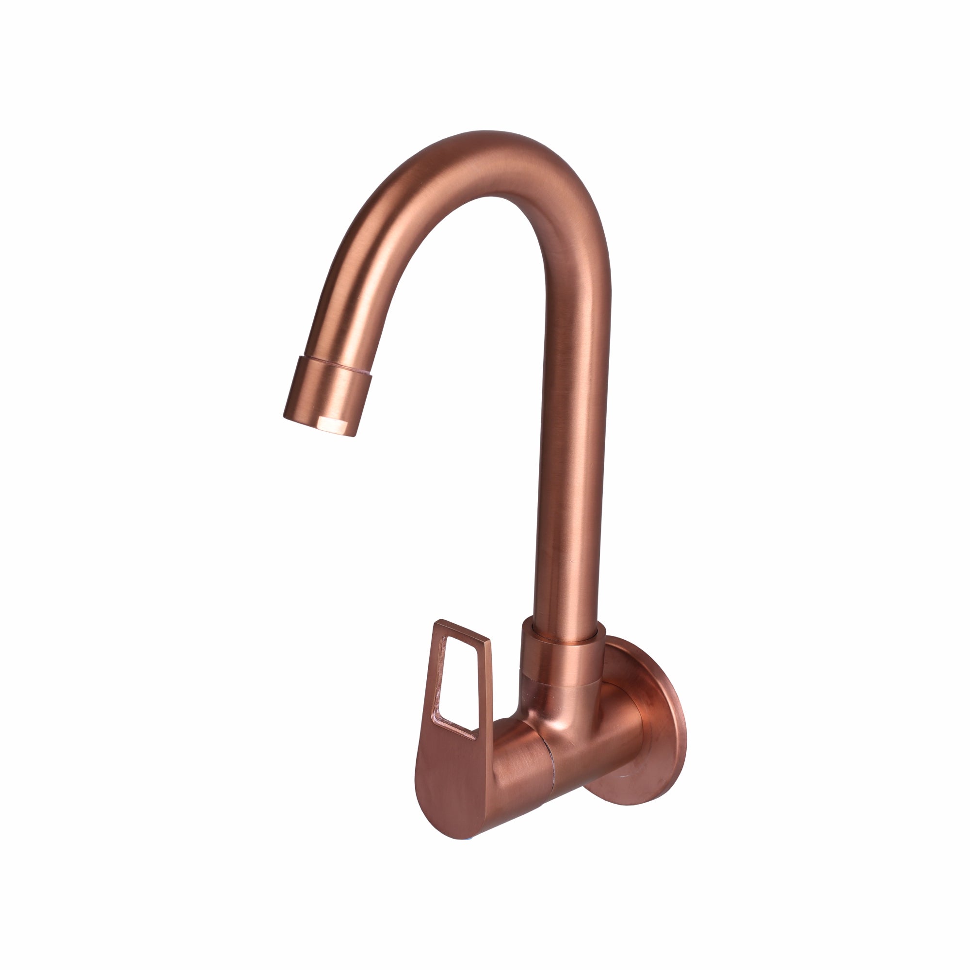 Asiatique Sink Cock With Swivel ‘J’ Spout Wall Mounted With Flange (BRG-008 M), Button & Plate, Bronze Brush Rose Gold Series Bathroom & Kitchen Faucets