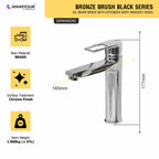 Asiatique S/L Basin Mixer With Braided HOSES (B-009), Bronze Series Premium Brass Faucet Collection, Chrome Basin Mixers, Pillar Cocks, Sink Mixers & Bathroom Tap
