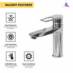 Asiatique S/L Basin Mixer With Braided HOSES (B-009), Bronze Series Premium Brass Faucet Collection, Chrome Basin Mixers, Pillar Cocks, Sink Mixers & Bathroom Tap