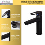 Asiatique S/L Basin Mixer With Braided Hoses (BB-009 M), Bronze Brush Black Series Bathroom & Kitchen Faucets