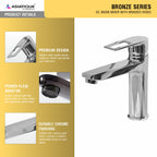 Asiatique S/L Basin Mixer With Braided HOSES (B-009), Bronze Series Premium Brass Faucet Collection, Chrome Basin Mixers, Pillar Cocks, Sink Mixers & Bathroom Tap