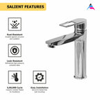 Asiatique S/L Basin Mixer With Extended Body Braided Hoses (B-009EX), Bronze Series Premium Brass Faucet Collection, Chrome Basin Mixers, Pillar Cocks, Sink Mixers & Bathroom Tap