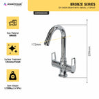Asiatique C/H Basin Mixer With Swivel ‘J’ Spout (B-011), Bronze Series Premium Brass Faucet Collection, Chrome Basin Mixers, Pillar Cocks, Sink Mixers & Bathroom Taps