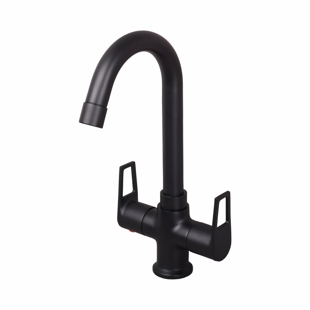 Asiatique C/H Basin Mixer With Swivel ‘J’ Spout (BB-011 M), Bronze Brush Black Series Bathroom & Kitchen Faucets