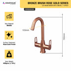 Asiatique Sink C/H Basin Mixer With Swivel ‘J’ Spout (BRG-011 M), Button & Plate, Bronze Brush Rose Gold Series Bathroom & Kitchen Faucets
