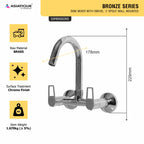 Asiatique Sink Mixer With Swivel ‘J’ Spout Wall Mounted (B-013), Bronze Series Premium Brass Faucet Collection, Chrome Basin Mixers, Pillar Cocks, Sink Mixers & Bathroom Taps