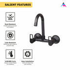 Asiatique Sink Mixer With Swivel ‘J’ Spout Wall Mounted (BB-013 M), Bronze Brush Black Series Bathroom & Kitchen Faucets