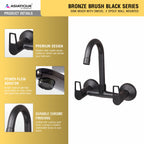 Asiatique Sink Mixer With Swivel ‘J’ Spout Wall Mounted (BB-013 M), Bronze Brush Black Series Bathroom & Kitchen Faucets