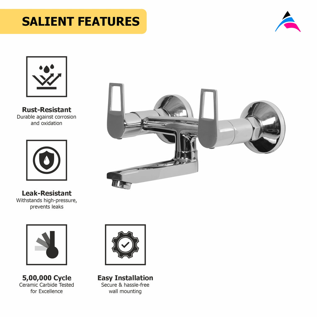 Asiatique Wall Mixer Non-Telephonic Wall Mounted (B-014), Bronze Series Premium Brass Faucet Collection, Chrome Basin Mixers, Pillar Cocks, Sink Mixers & Bathroom Taps