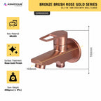 Asiatique S/L 2 in 1 Bib Cock With Wall Flange (BRG-015 S/L M), Button & Plate, Bronze Brush Rose Gold Series Bathroom & Kitchen Faucets