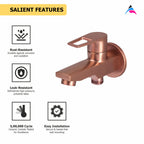 Asiatique S/L 2 in 1 Bib Cock With Wall Flange (BRG-015 S/L M), Button & Plate, Bronze Brush Rose Gold Series Bathroom & Kitchen Faucets