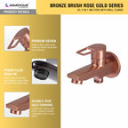 Asiatique S/L 2 in 1 Bib Cock With Wall Flange (BRG-015 S/L M), Button & Plate, Bronze Brush Rose Gold Series Bathroom & Kitchen Faucets