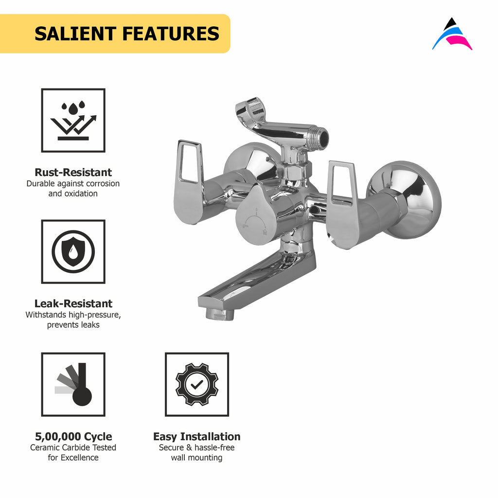 Asiatique Wall Mixer Telephonic With Crutch ARR. Of Tele. Shower (B-016), Bronze Series Premium Brass Faucet Collection, Chrome Basin Mixers, Pillar Cocks, Sink Mixers & Bathroom Taps