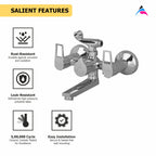 Asiatique Wall Mixer Telephonic With Crutch ARR. Of Tele. Shower (B-016), Bronze Series Premium Brass Faucet Collection, Chrome Basin Mixers, Pillar Cocks, Sink Mixers & Bathroom Taps