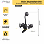 Asiatique Wall Mixer Telephonic With ‘L’ Bend for ARR. Of O/H Shower (BB-017 M), Bronze Brush Black Series Bathroom & Kitchen Faucets