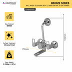 Asiatique Wall Mixer Telephonic With ‘L’ Bend for ARR. Of O/H Shower (B-017), Bronze Series Premium Brass Faucet Collection, Chrome Basin Mixers, Pillar Cocks, Sink Mixers & Bathroom Taps